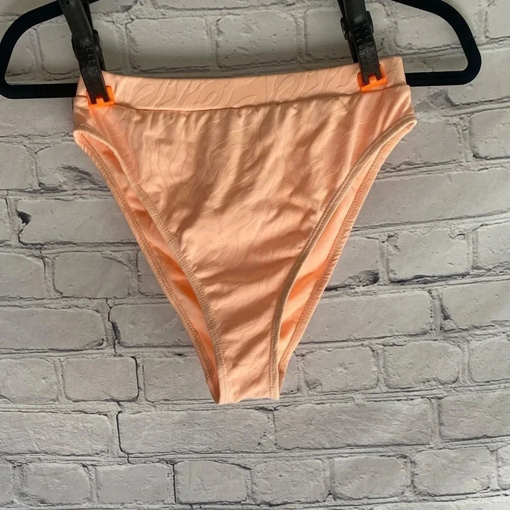 5/$20 Women’s Cabana Del Sol Light Neon Orange High Waisted Bikini Bottom Medium
